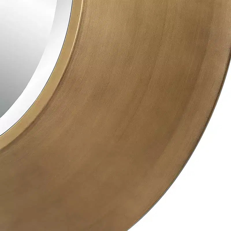 Antique Gold 29.5" Round Decorative Wall Mirror with Beveled Glass
