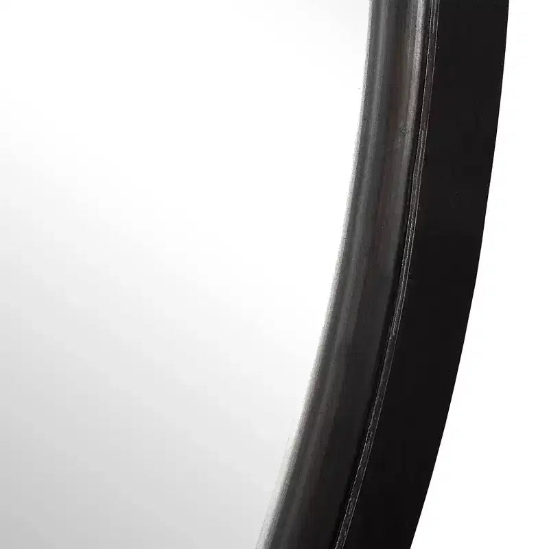 Round Wall Mirror Modern Aged Black Gray Iron Banded Frame 44 Wide