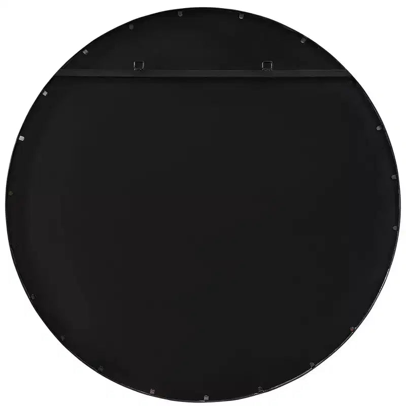 Round Wall Mirror Modern Aged Black Gray Iron Banded Frame 44 Wide