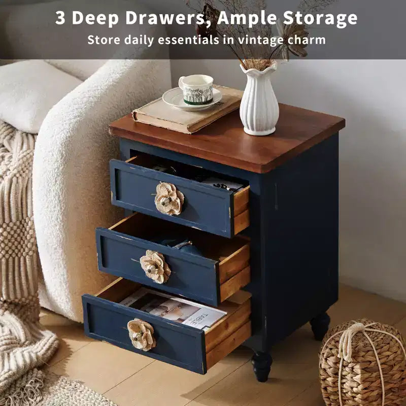 3 Drawer Nightstand for Bedroom Living Room