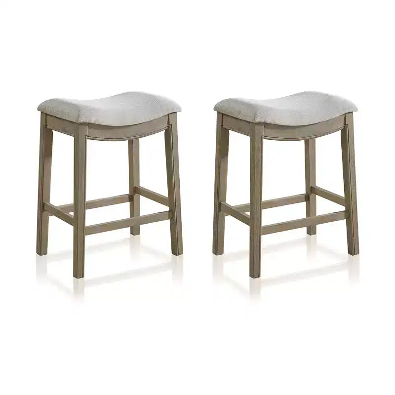ROME + OAK Parker Backless Saddle Counter Stool, Reclaimed Oak, Grey, 2 Pack