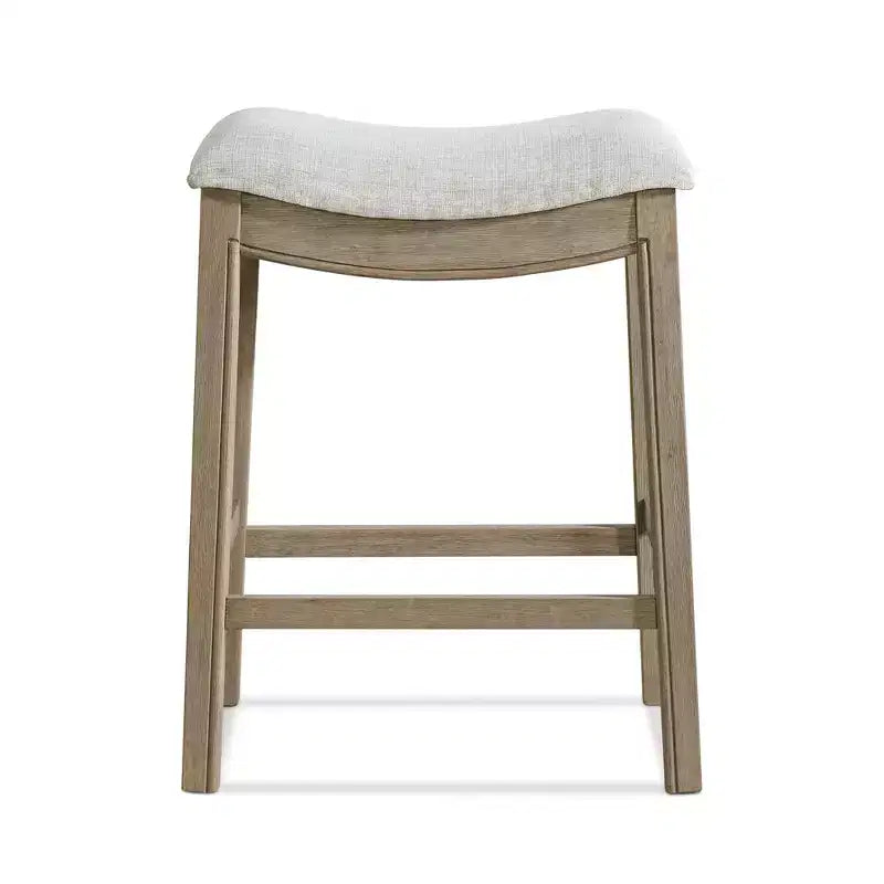 Backless Saddle Counter Stool, Reclaimed Oak, Grey, 2 Pack