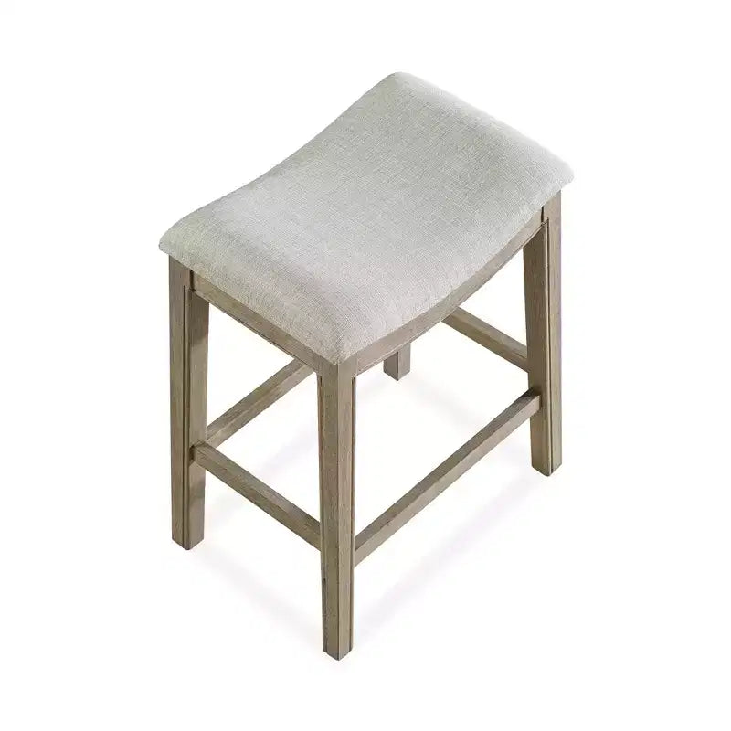 Backless Saddle Counter Stool, Reclaimed Oak, Grey, 2 Pack