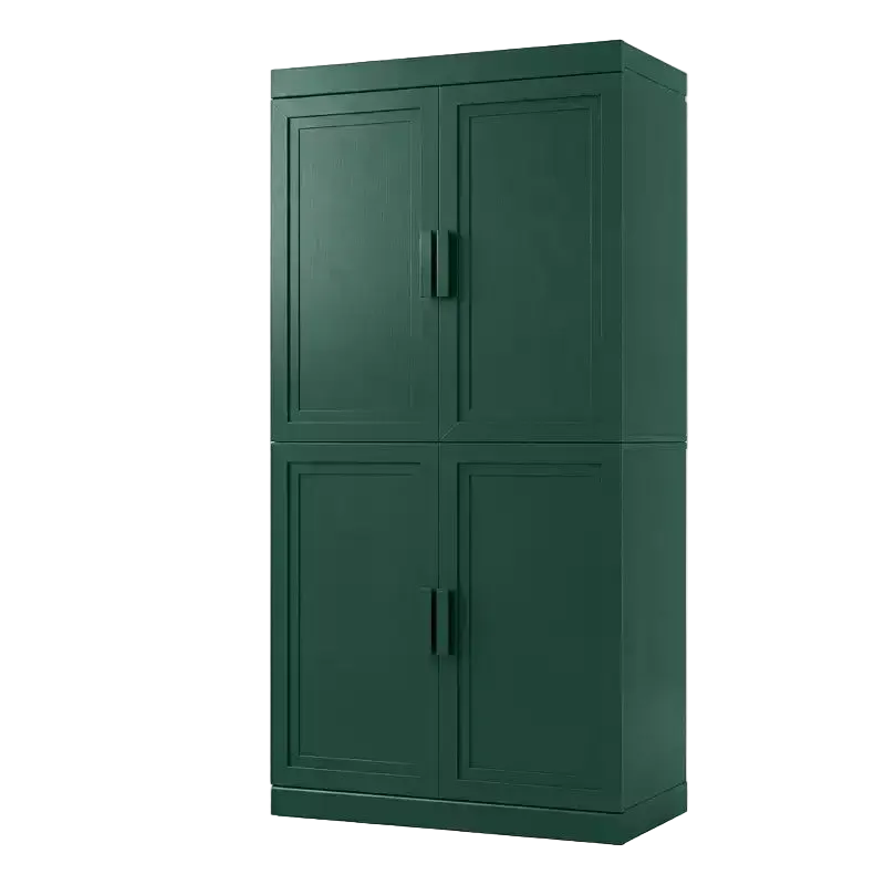 Kitchen Pantry Cabinet Freestanding 4-Door Storage Cabinet with Adjustable Shelves, Heavy Duty Floor Cupboard with Anti-Scratch Surface