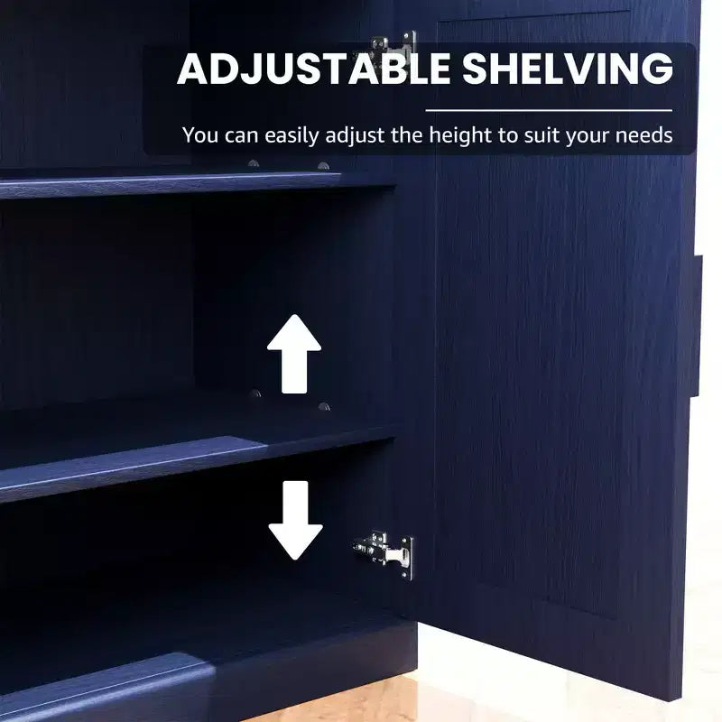Kitchen Pantry Cabinet Freestanding 4-Door Storage Cabinet with Adjustable Shelves, Heavy Duty Floor Cupboard with Anti-Scratch Surface