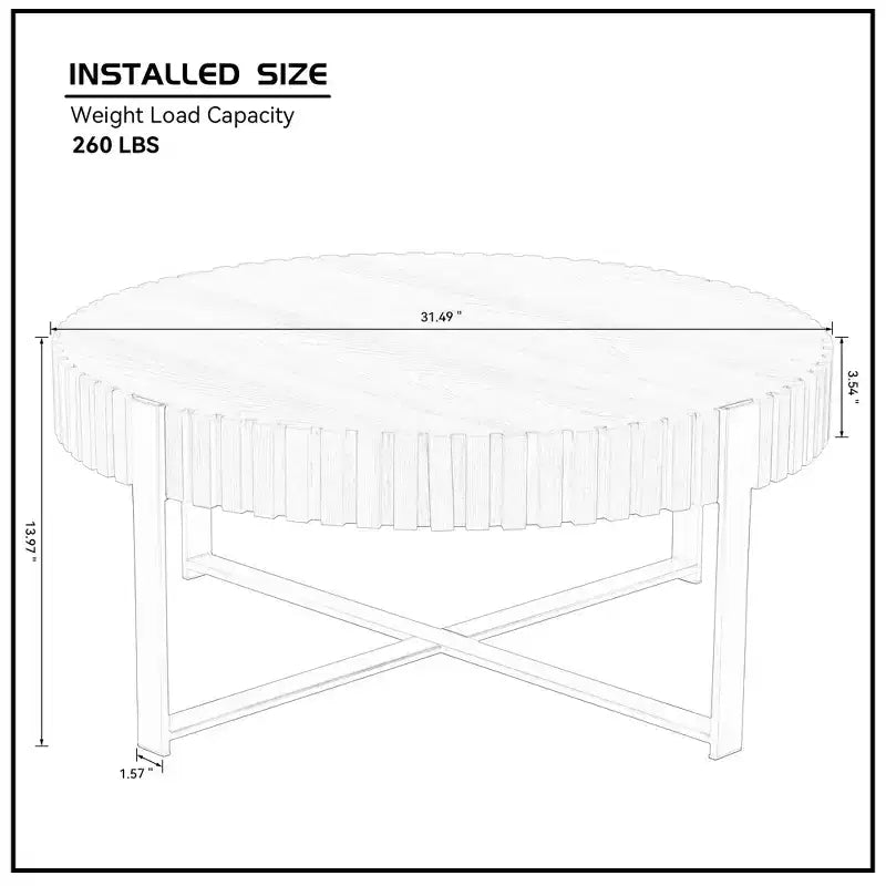 31.5 inch Round Coffee Table for Living Room with Sturdy Pedestal, Natural