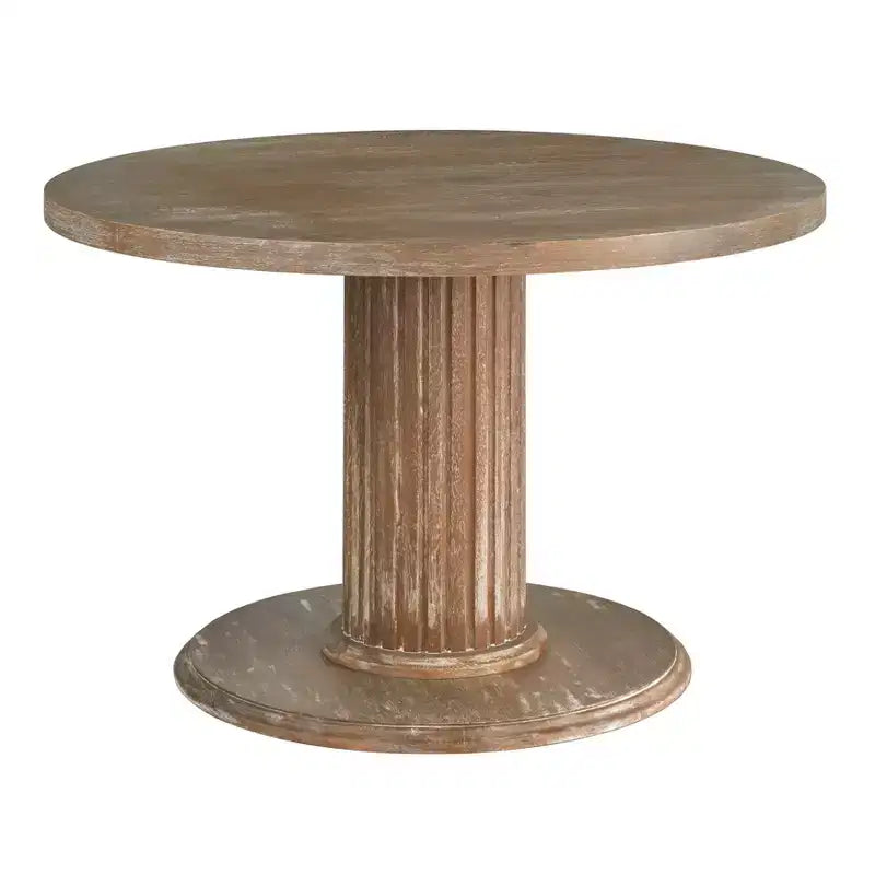 Lifestorey Isla Rustic 47.3" Round Pedestal Dining Table Reclaimed Natural finish