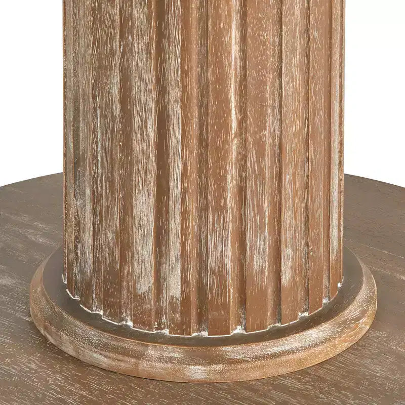 Rustic 47.3" Round Pedestal Dining Table Reclaimed Natural Finish