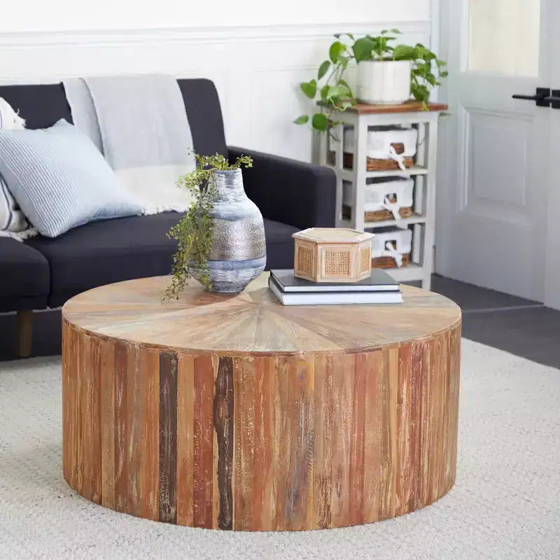 Rustic Reclaimed Wood Coffee Table Brown