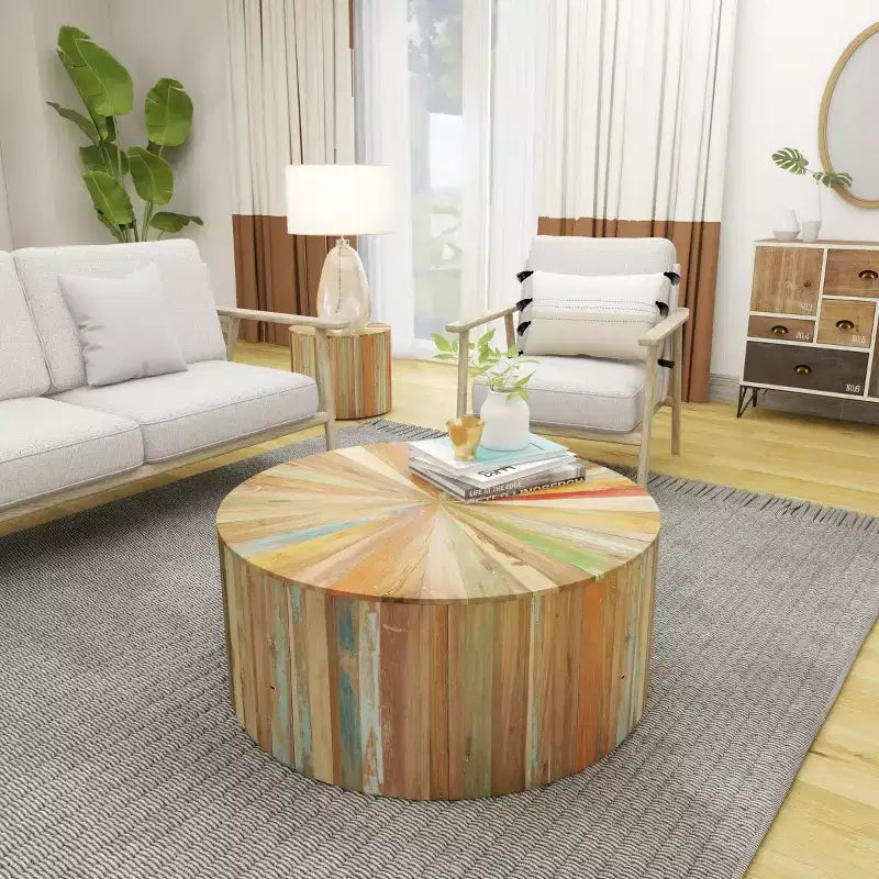 Rustic Reclaimed Wood Coffee Table Brown