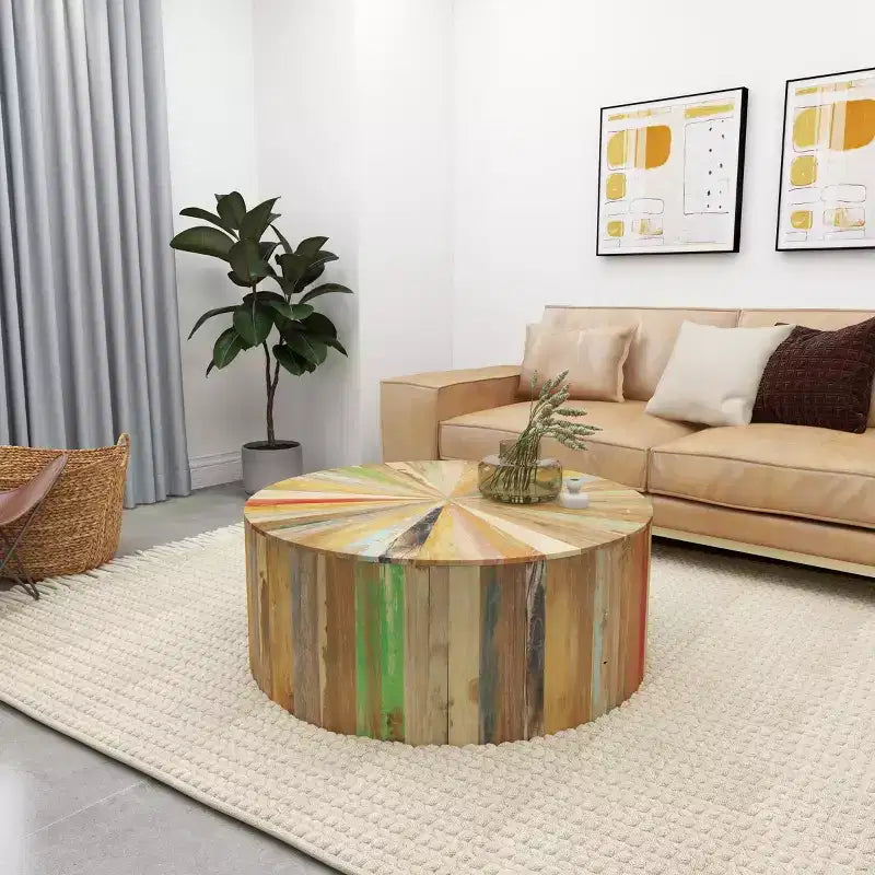 Rustic Reclaimed Wood Coffee Table Brown