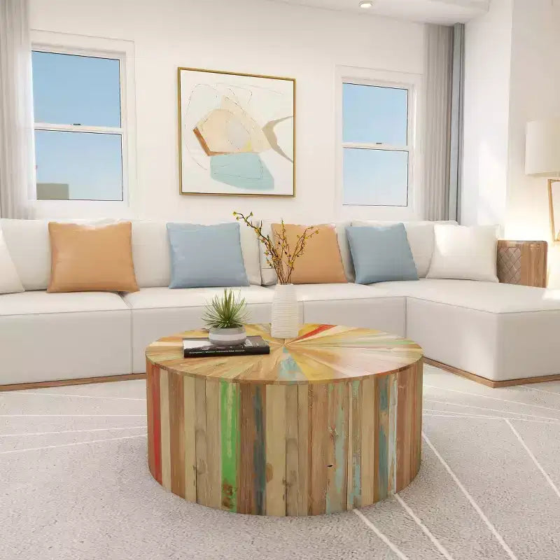 Rustic Reclaimed Wood Coffee Table Brown