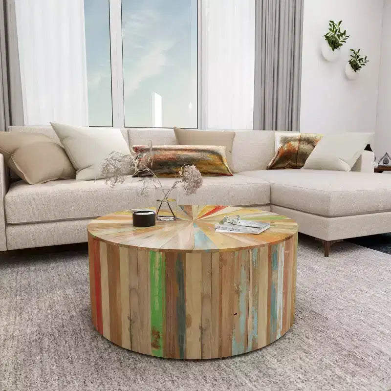 Rustic Reclaimed Wood Coffee Table Brown