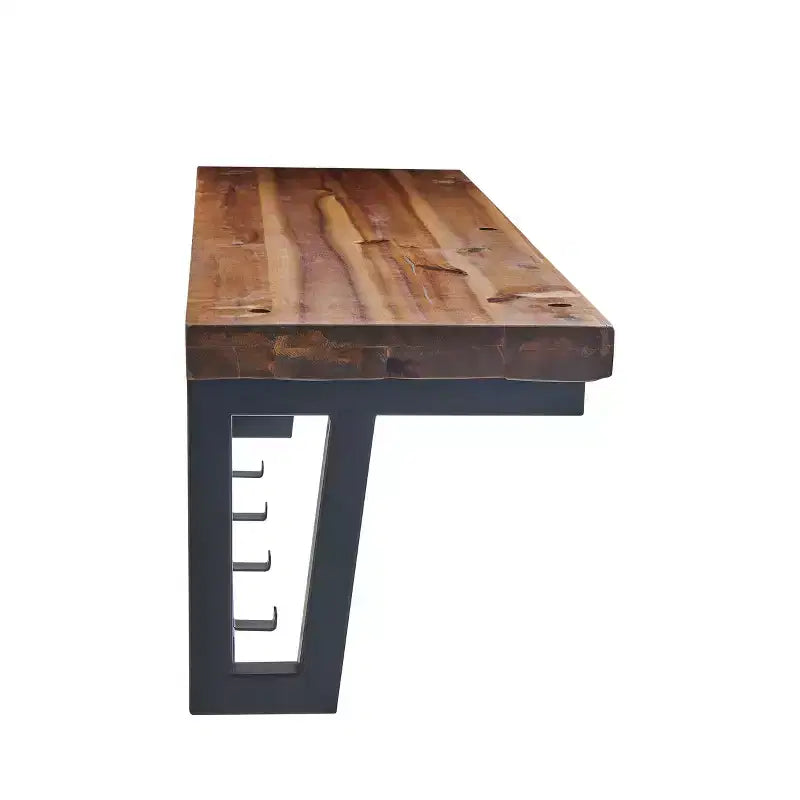 Rustic Wood Coat Hook with Shelf Dark Brown - Wall-Mounted Storage, 5 Hooks, No Assembly Required