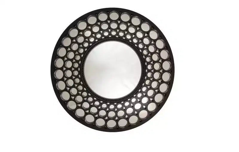 Northlight 24.75 Glamorous Cascading Orbs Black Framed Round Wall Mirror