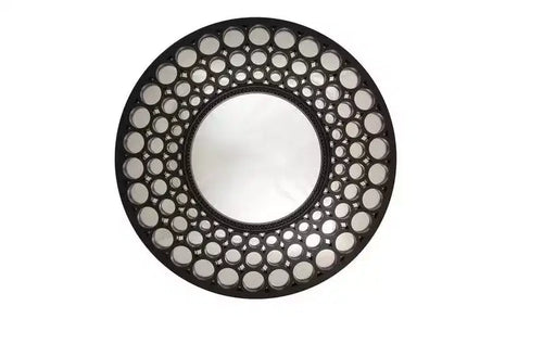 Northlight 24.75 Glamorous Cascading Orbs Black Framed Round Wall Mirror