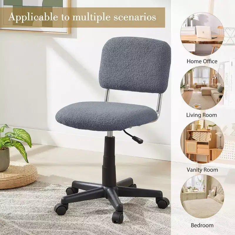 Comfy Height Adjustable Swivel Armless Home Office Chair