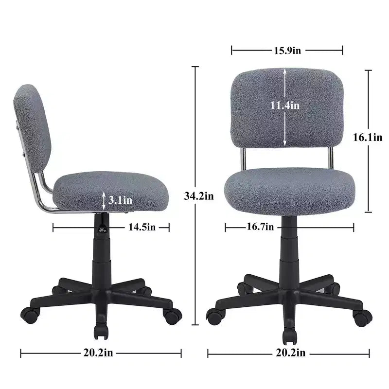 Comfy Height Adjustable Swivel Armless Home Office Chair
