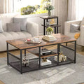 VECELO 39.4 Inch Rectangle Coffee Table with Storage Shelf, Industrial Entertainment Center Television Table