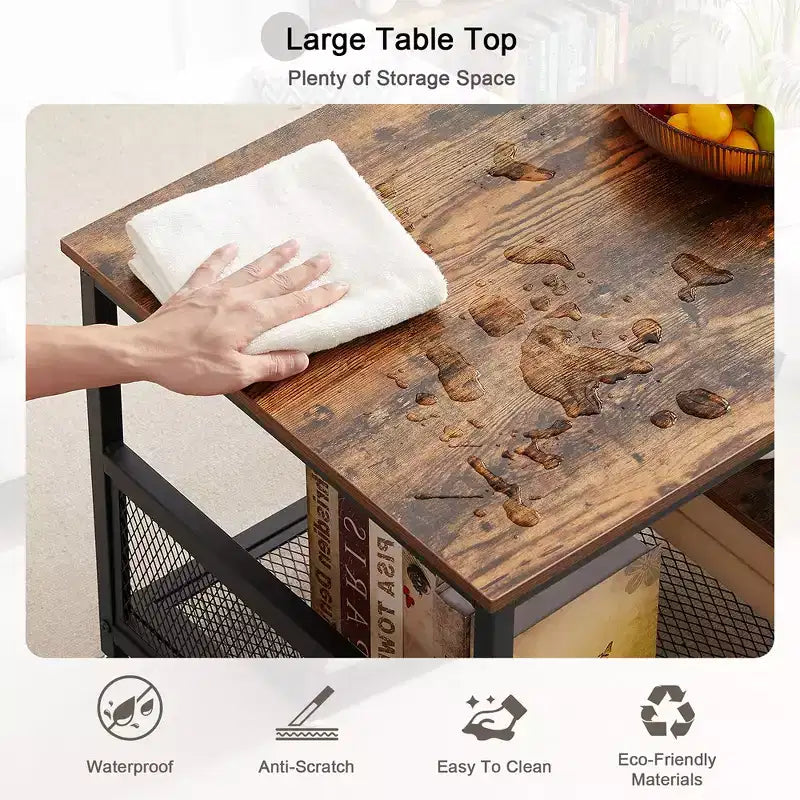 39.4 Inch Rectangle Coffee Table with Storage Shelf, Industrial Entertainment Center