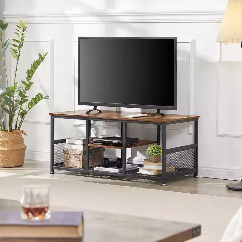 39.4 Inch Rectangle Coffee Table with Storage Shelf, Industrial Entertainment Center