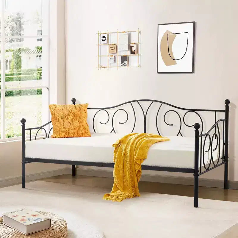 Twin Metal Daybed Frame, Sofa Bed with Under-bed Storage, Easy Assembly, No Box Spring Needed