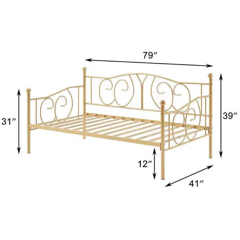 Twin Metal Daybed Frame, Sofa Bed with Under-bed Storage, Easy Assembly, No Box Spring Needed