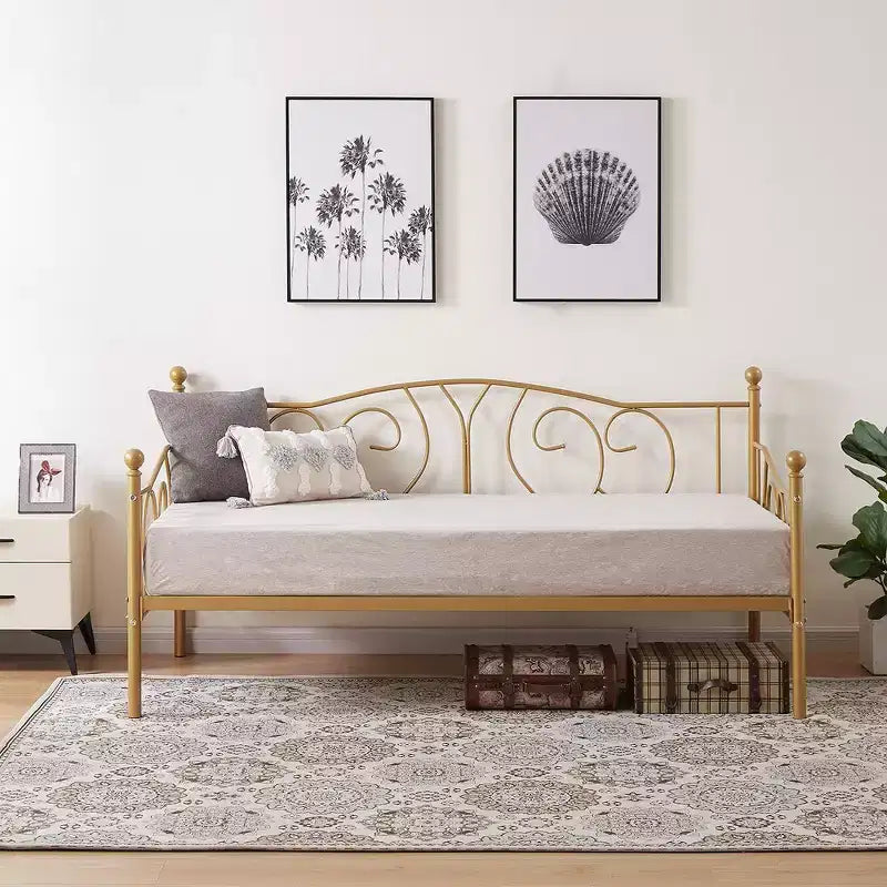 Twin Metal Daybed Frame, Sofa Bed with Under-bed Storage, Easy Assembly, No Box Spring Needed
