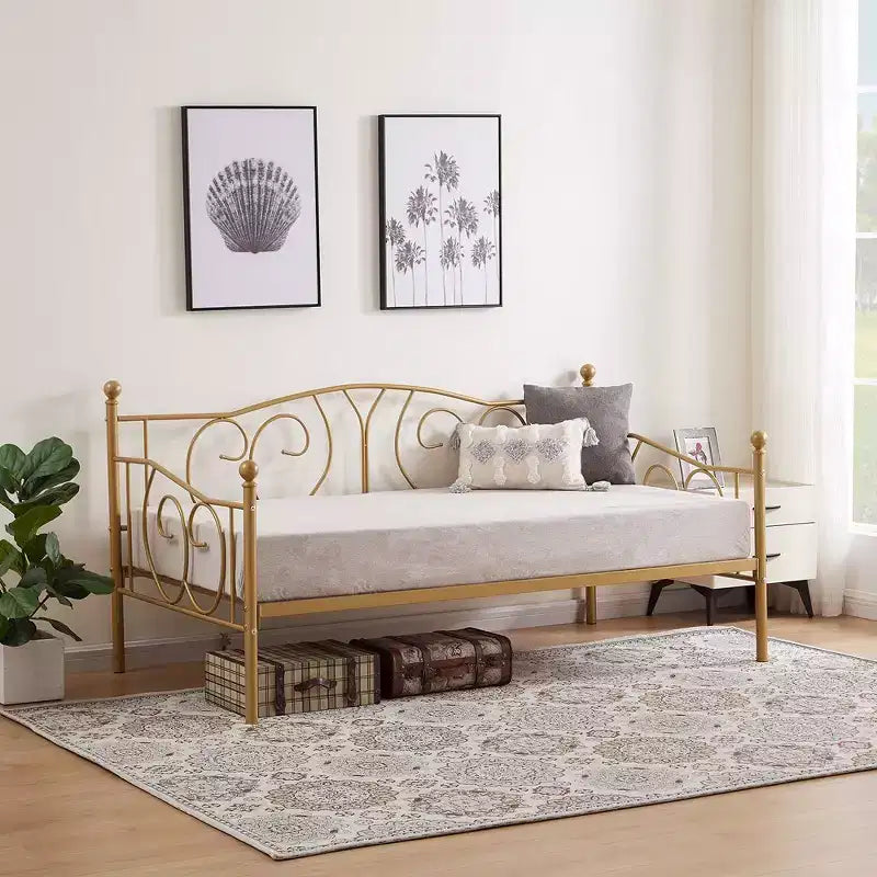 Twin Metal Daybed Frame, Sofa Bed with Under-bed Storage, Easy Assembly, No Box Spring Needed