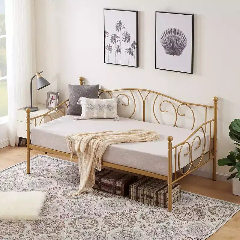 Twin Metal Daybed Frame, Sofa Bed with Under-bed Storage, Easy Assembly, No Box Spring Needed