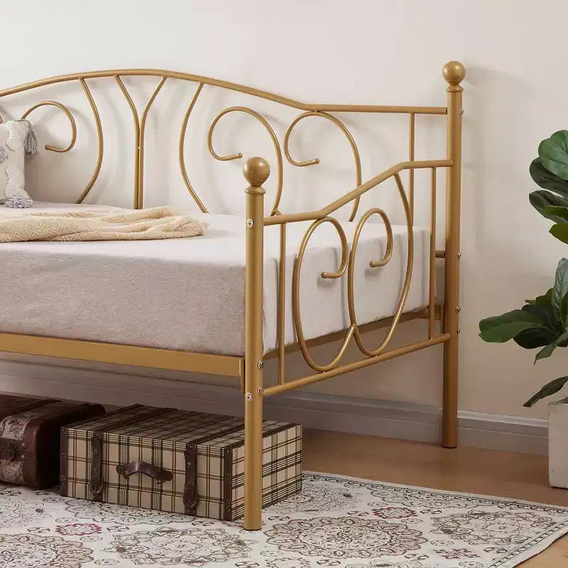 Twin Metal Daybed Frame, Sofa Bed with Under-bed Storage, Easy Assembly, No Box Spring Needed