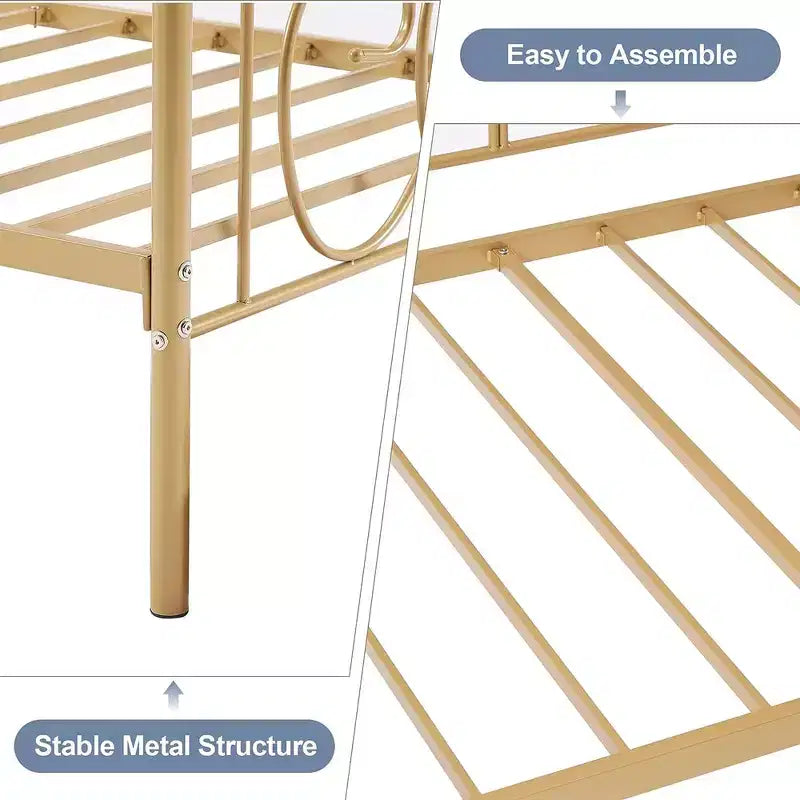 Twin Metal Daybed Frame, Sofa Bed with Under-bed Storage, Easy Assembly, No Box Spring Needed