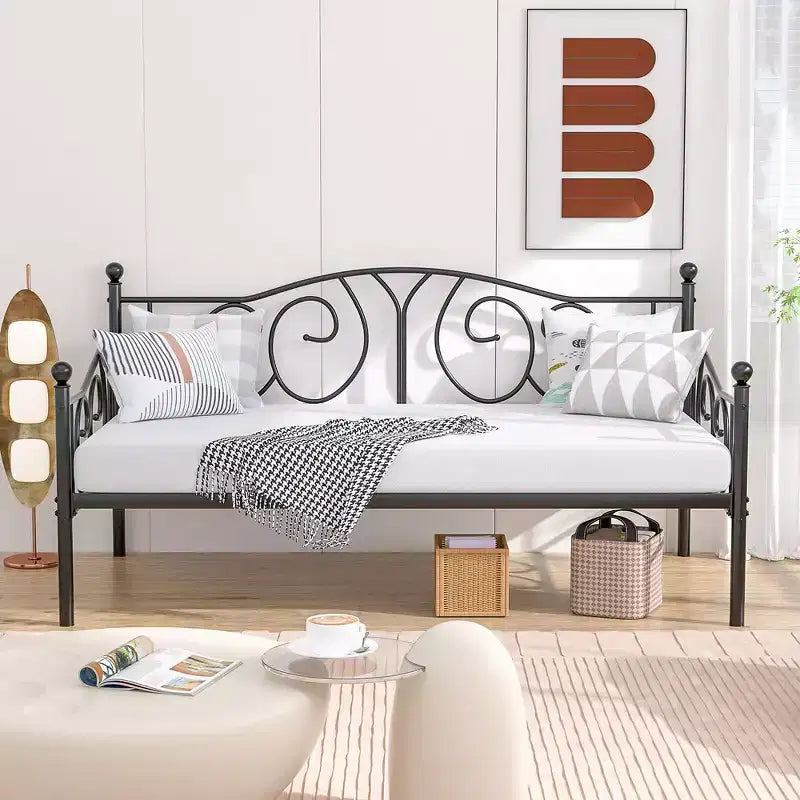 Twin Metal Daybed Frame, Sofa Bed with Under-bed Storage, Easy Assembly, No Box Spring Needed