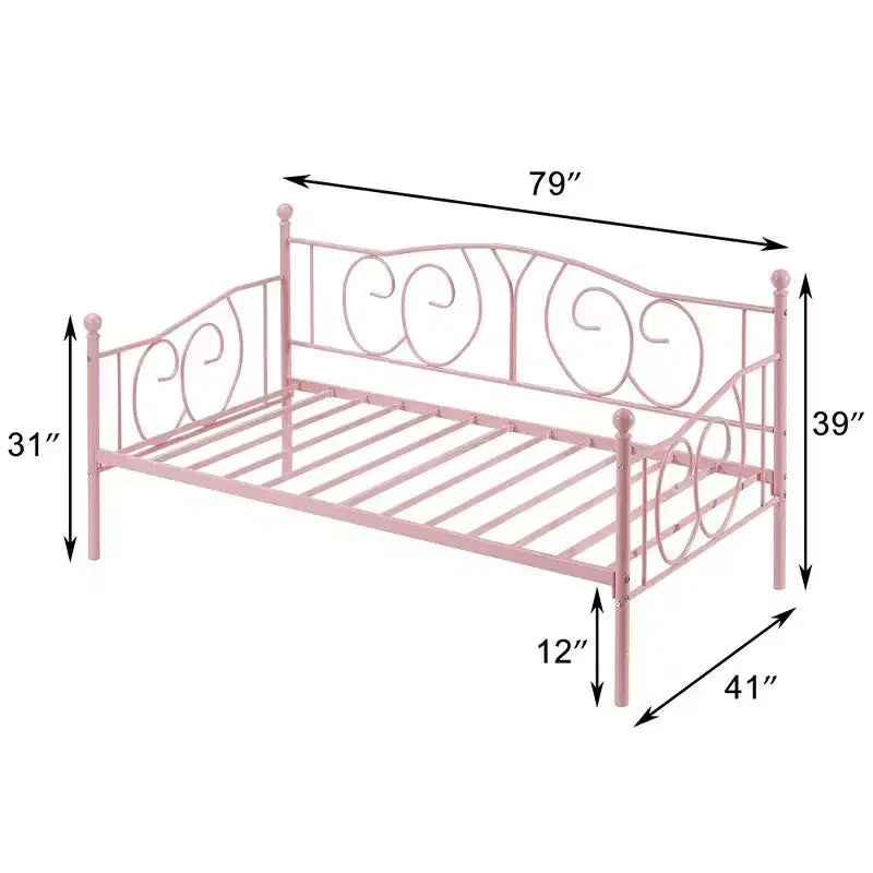 Twin Metal Daybed Frame, Sofa Bed with Under-bed Storage, Easy Assembly, No Box Spring Needed