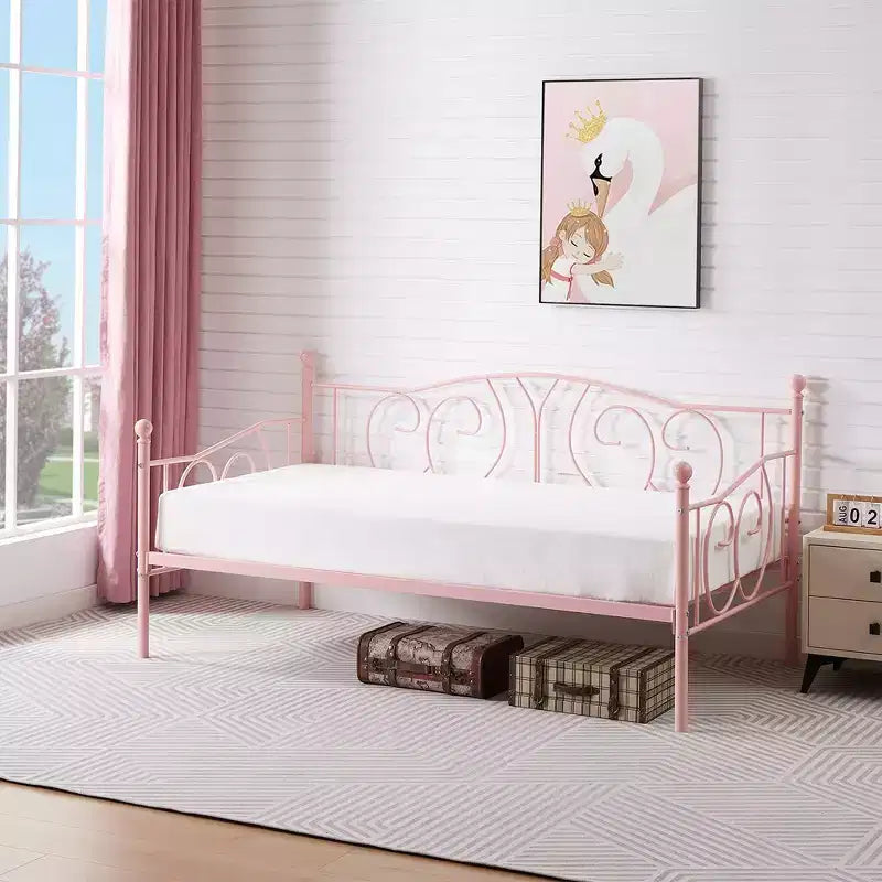 Twin Metal Daybed Frame, Sofa Bed with Under-bed Storage, Easy Assembly, No Box Spring Needed