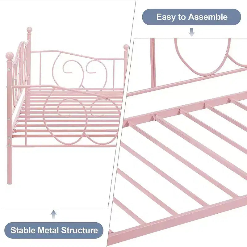 Twin Metal Daybed Frame, Sofa Bed with Under-bed Storage, Easy Assembly, No Box Spring Needed