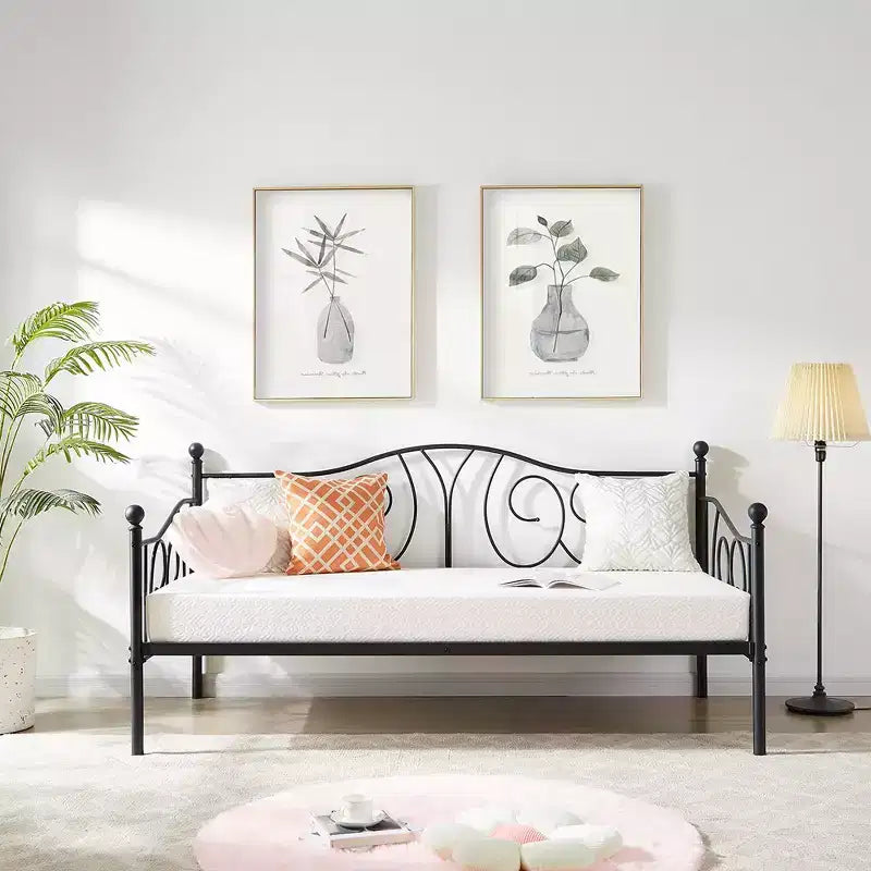 Twin Metal Daybed Frame, Sofa Bed with Under-bed Storage, Easy Assembly, No Box Spring Needed