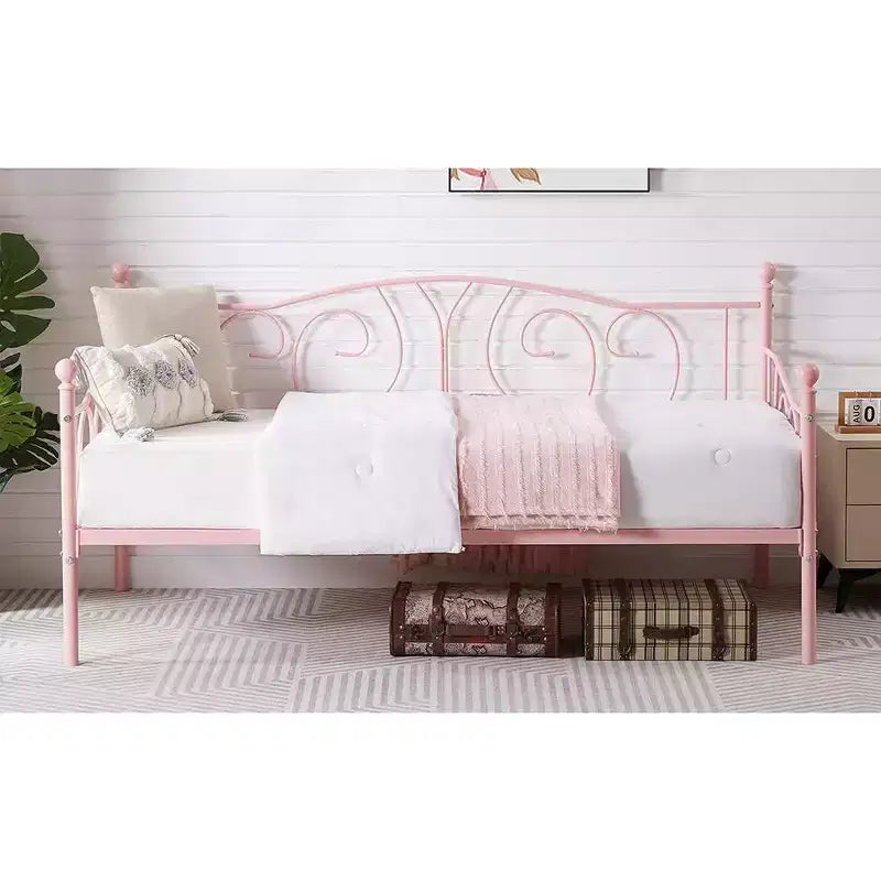 Twin Metal Daybed Frame, Sofa Bed with Under-bed Storage, Easy Assembly, No Box Spring Needed