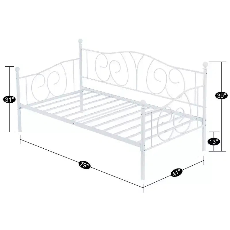 Twin Metal Daybed Frame, Sofa Bed with Under-bed Storage, Easy Assembly, No Box Spring Needed