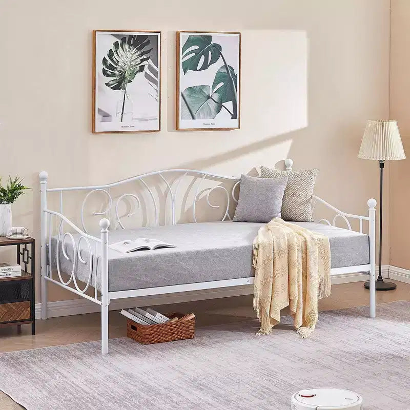 Twin Metal Daybed Frame, Sofa Bed with Under-bed Storage, Easy Assembly, No Box Spring Needed