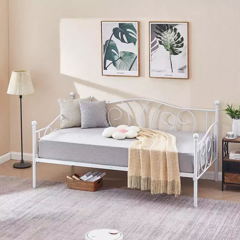 Twin Metal Daybed Frame, Sofa Bed with Under-bed Storage, Easy Assembly, No Box Spring Needed
