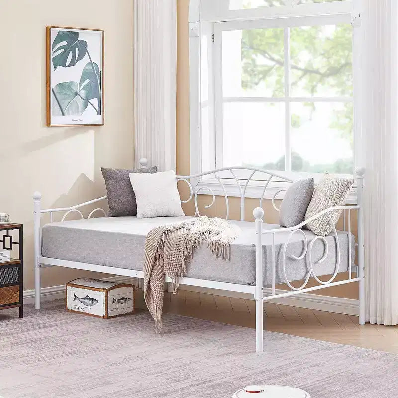 Twin Metal Daybed Frame, Sofa Bed with Under-bed Storage, Easy Assembly, No Box Spring Needed