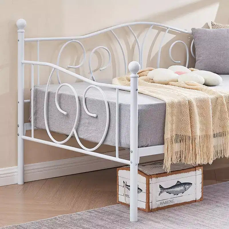 Twin Metal Daybed Frame, Sofa Bed with Under-bed Storage, Easy Assembly, No Box Spring Needed
