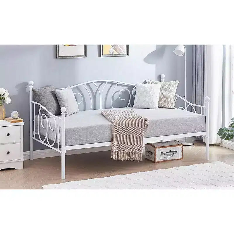 Twin Metal Daybed Frame, Sofa Bed with Under-bed Storage, Easy Assembly, No Box Spring Needed