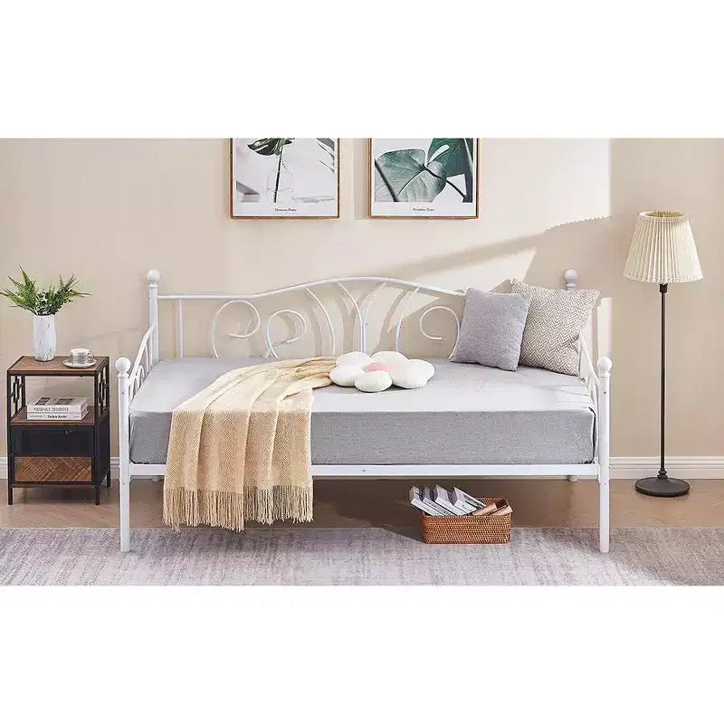 Twin Metal Daybed Frame, Sofa Bed with Under-bed Storage, Easy Assembly, No Box Spring Needed