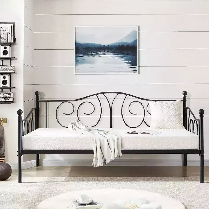 Twin Metal Daybed Frame, Sofa Bed with Under-bed Storage, Easy Assembly, No Box Spring Needed