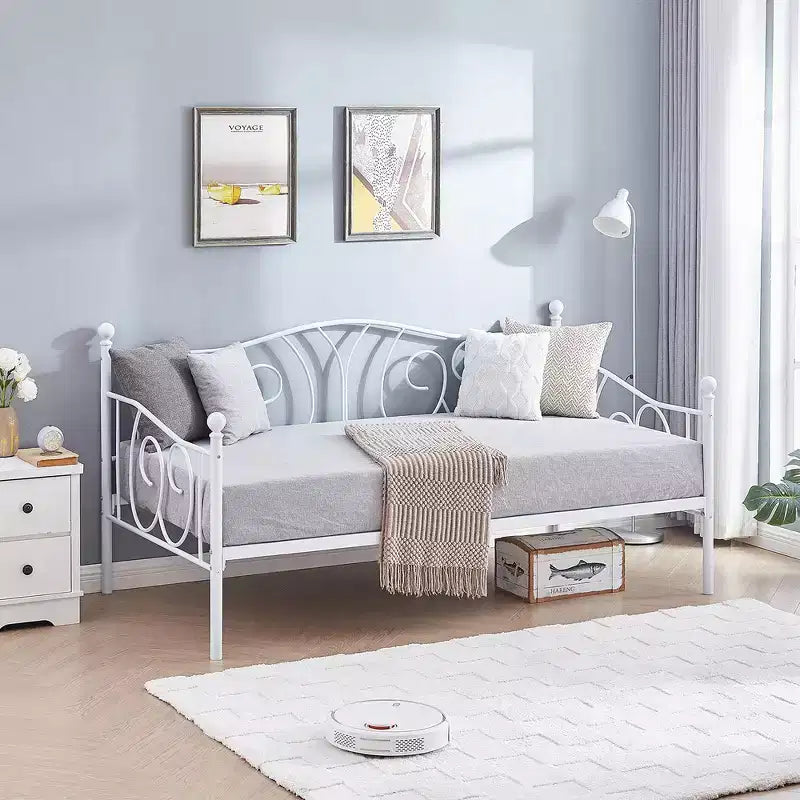 Twin Metal Daybed Frame, Sofa Bed with Under-bed Storage, Easy Assembly, No Box Spring Needed